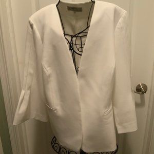 Tahari White Jacket 3/4 Sleeve Lined New Size 14W